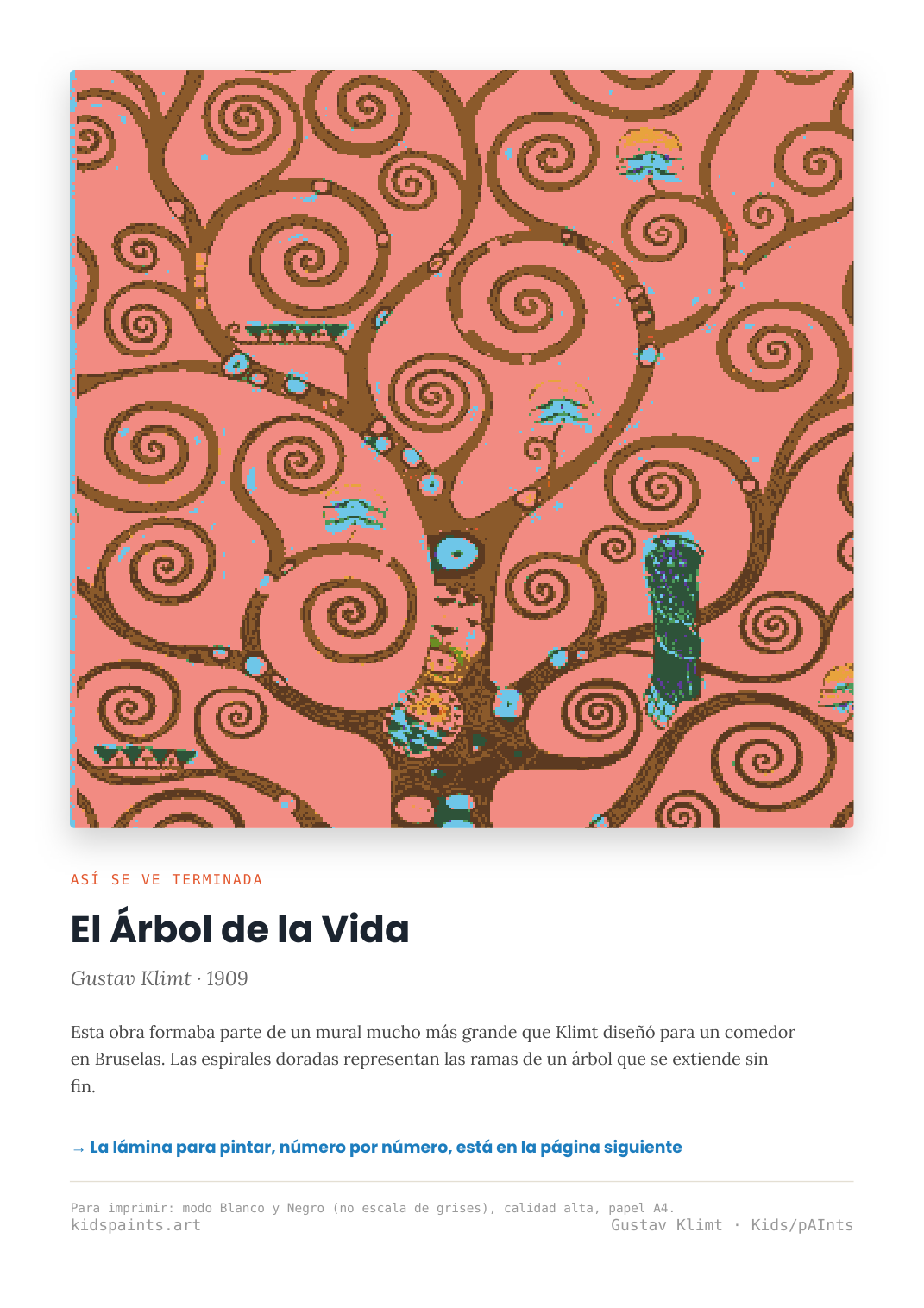 Lámina: El Arbol de la Vida — Gustav Klimt (11-14 años)
