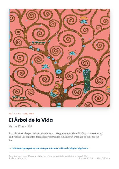 Lámina: El Arbol de la Vida — Gustav Klimt (11-14 años)