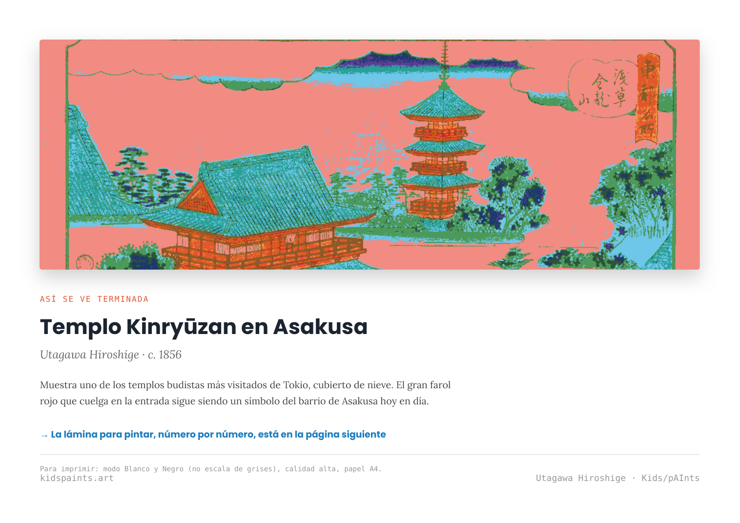 Lámina: Templo Kinryuzan Asakusa — Utagawa Hiroshige (11-14 años)