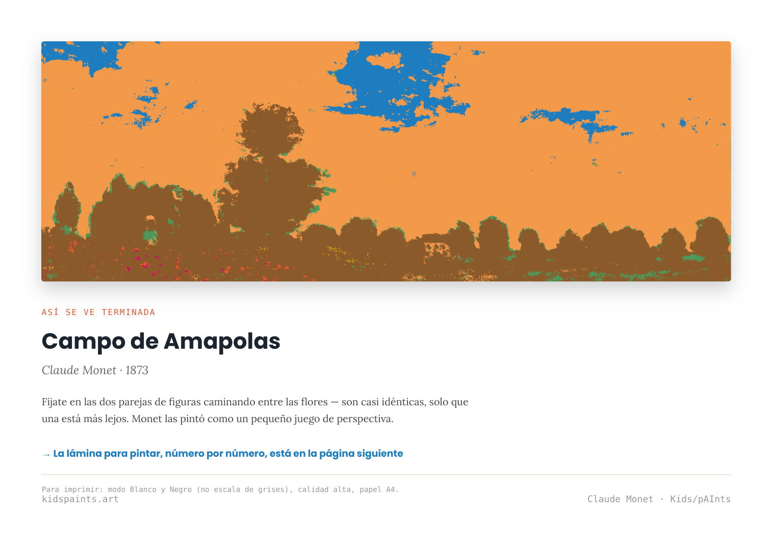 Lámina: Campo de Amapolas — Claude Monet (3-6 años)