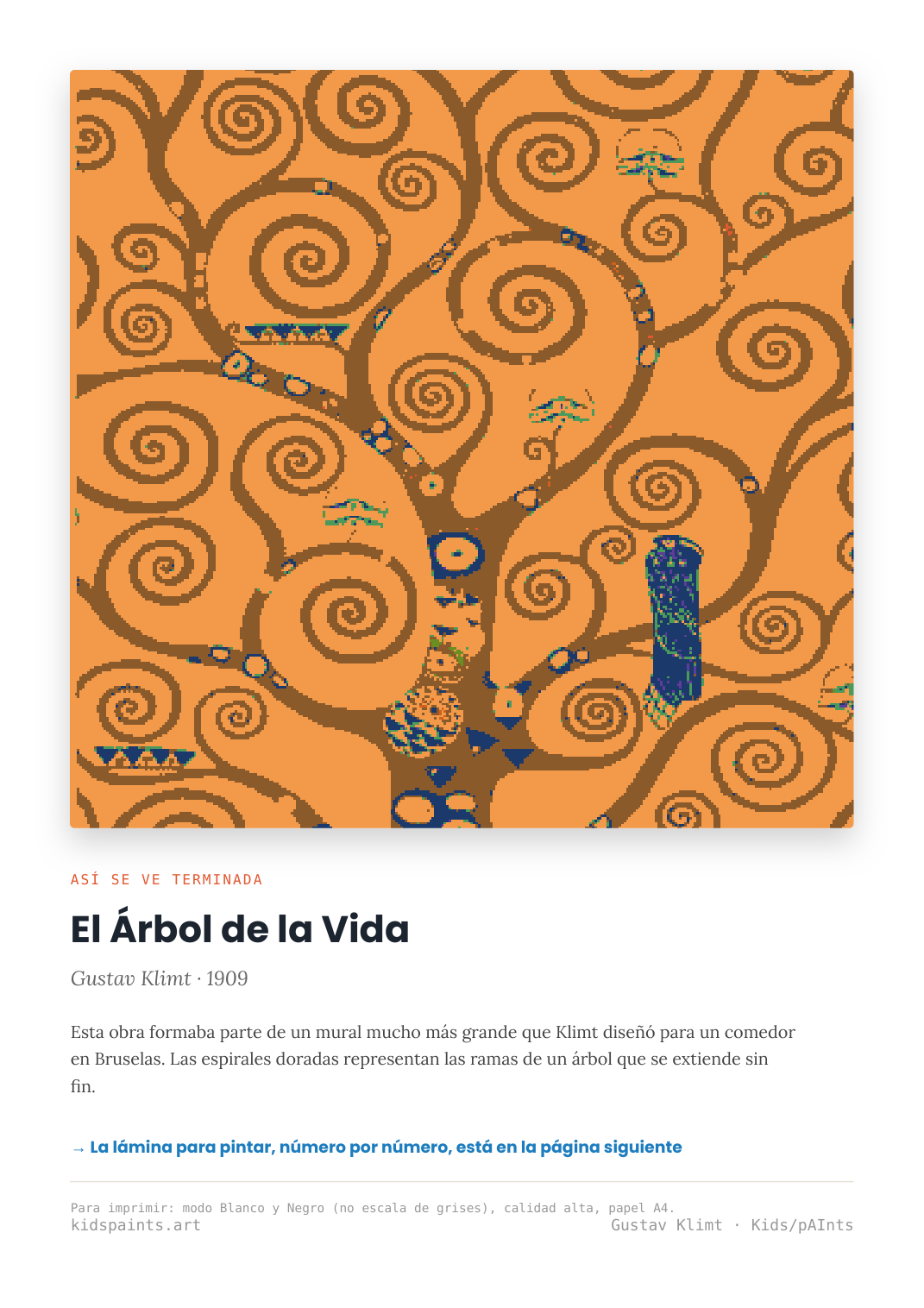 Lámina: El Arbol de la Vida — Gustav Klimt (7-10 años)