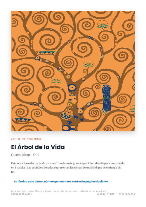 Lámina: El Arbol de la Vida — Gustav Klimt (7-10 años)