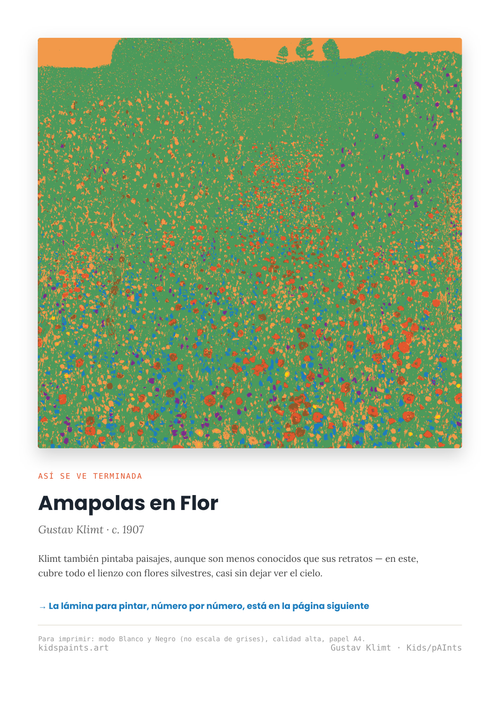 Lámina: Amapolas en Flor — Gustav Klimt (3-6 años)