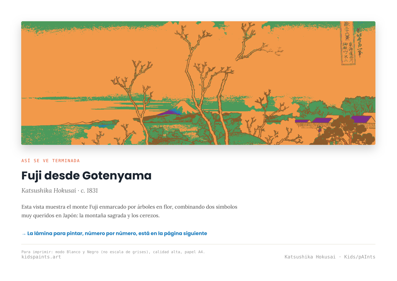 Lámina: Fuji Desde Gotenyama — Katsushika Hokusai (3-6 años)
