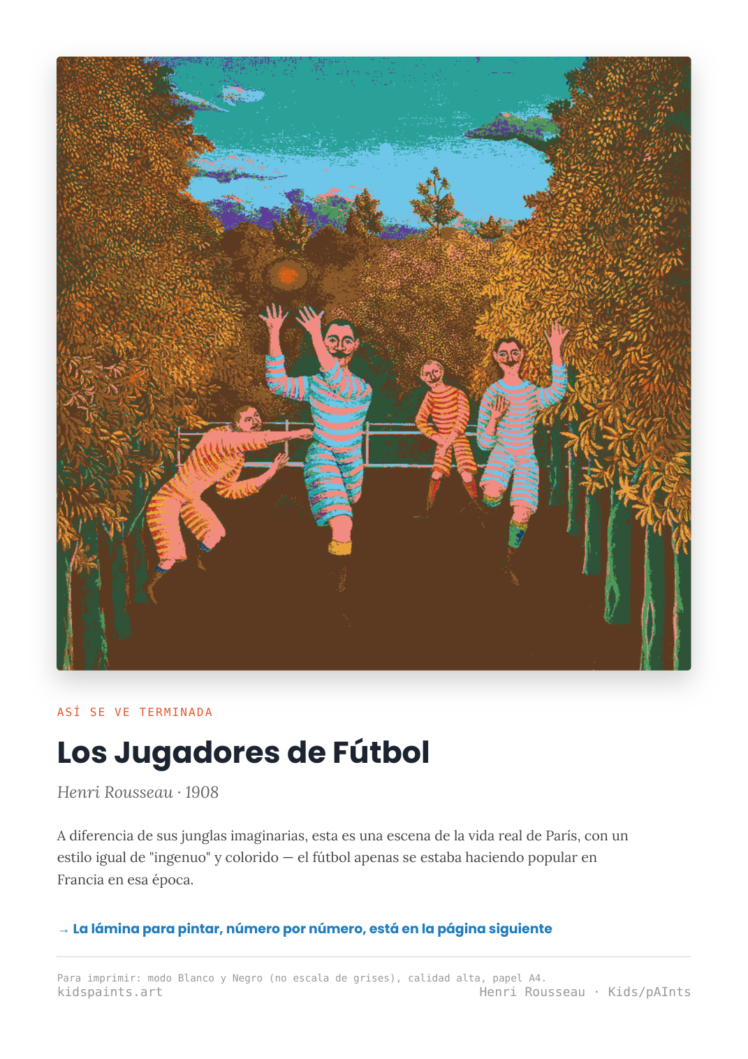 Lámina: Los Jugadores de Futbol — Henri Rousseau (11-14 años)
