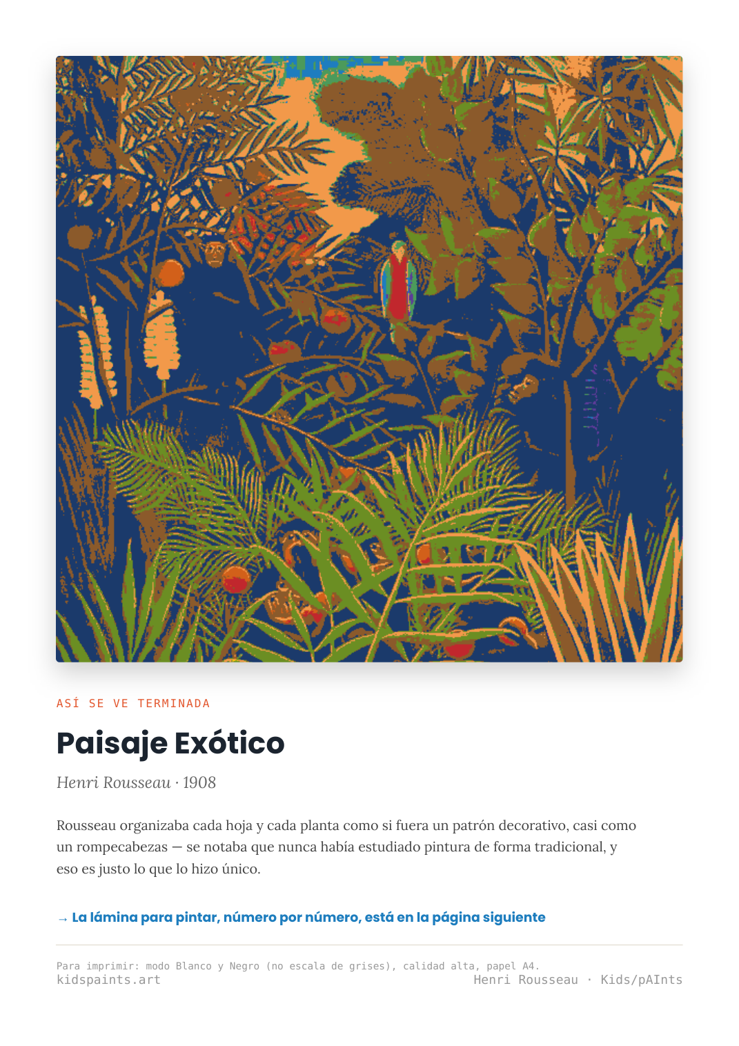 Lámina: Paisaje Exotico — Henri Rousseau (7-10 años)