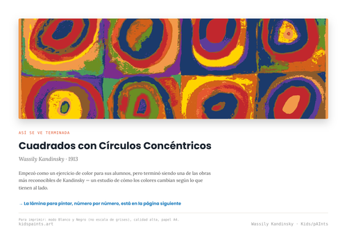 Lámina: Cuadrados Circulos Concentricos — Wassily Kandinsky (7-10 años)