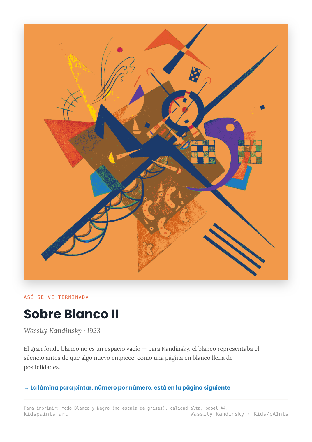 Lámina: Sobre Blanco Ii — Wassily Kandinsky (7-10 años)