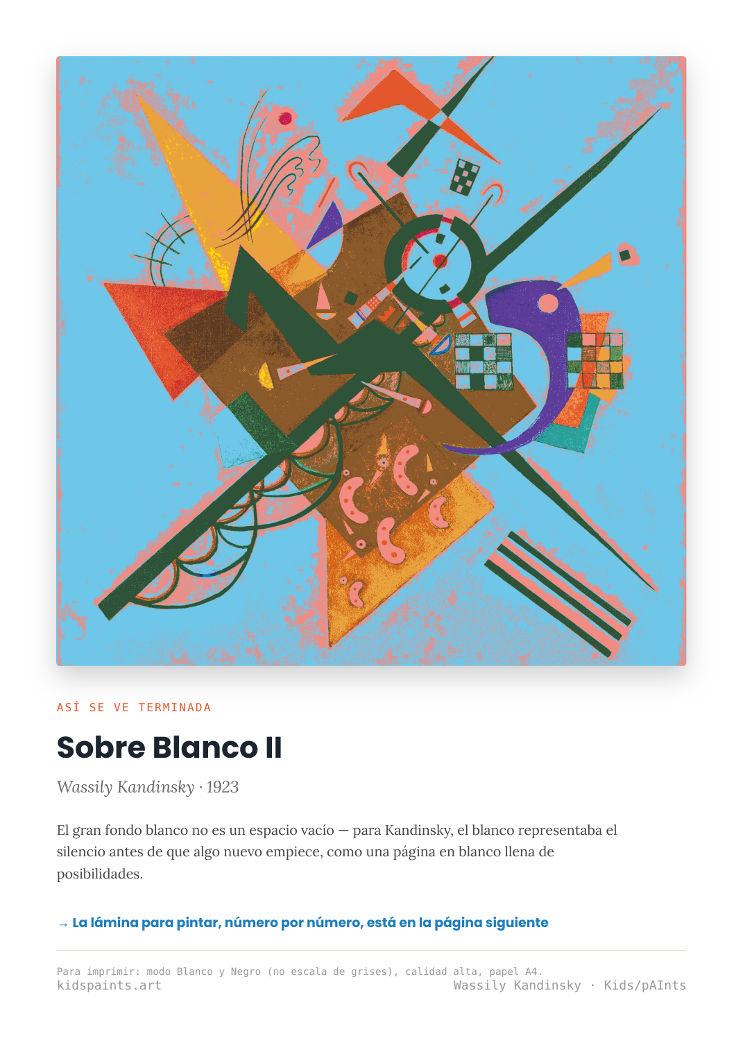 Lámina: Sobre Blanco Ii — Wassily Kandinsky (11-14 años)