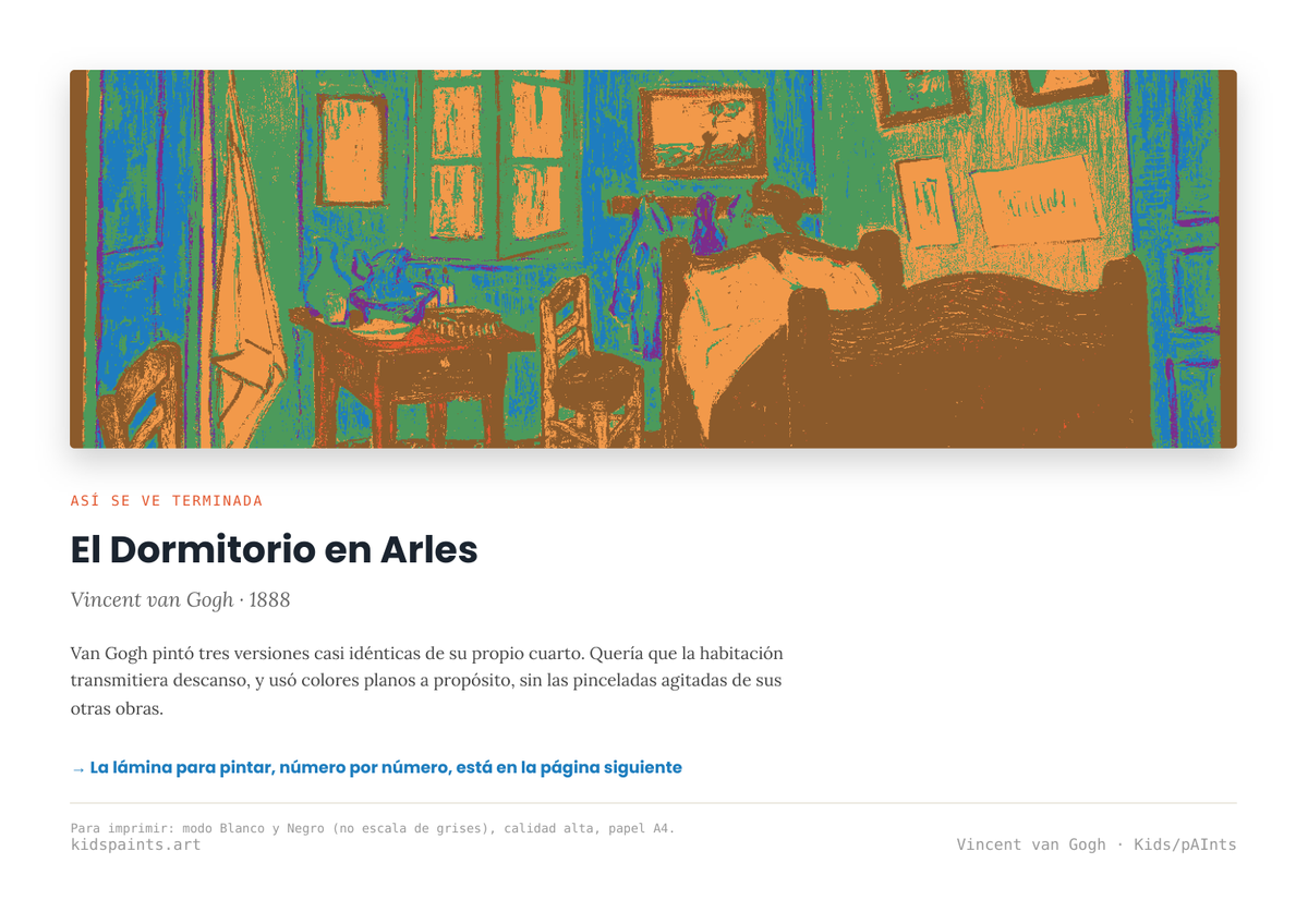 Lámina: El Dormitorio en Arles — Vincent van Gogh (3-6 años)