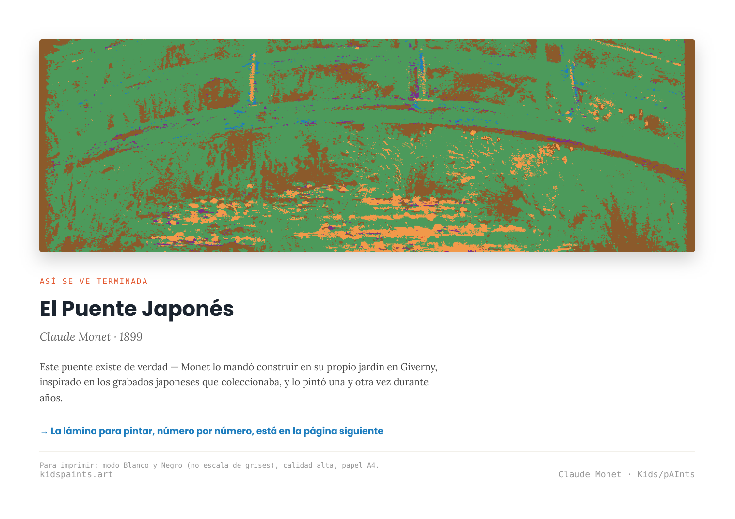 Lámina: El Puente Japones — Claude Monet (3-6 años)