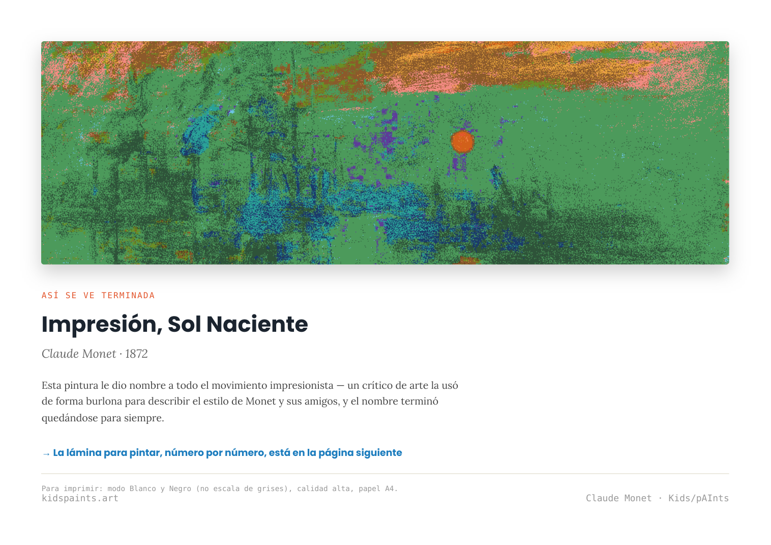 Lámina: Impresión Sol Naciente — Claude Monet (11-14 años)