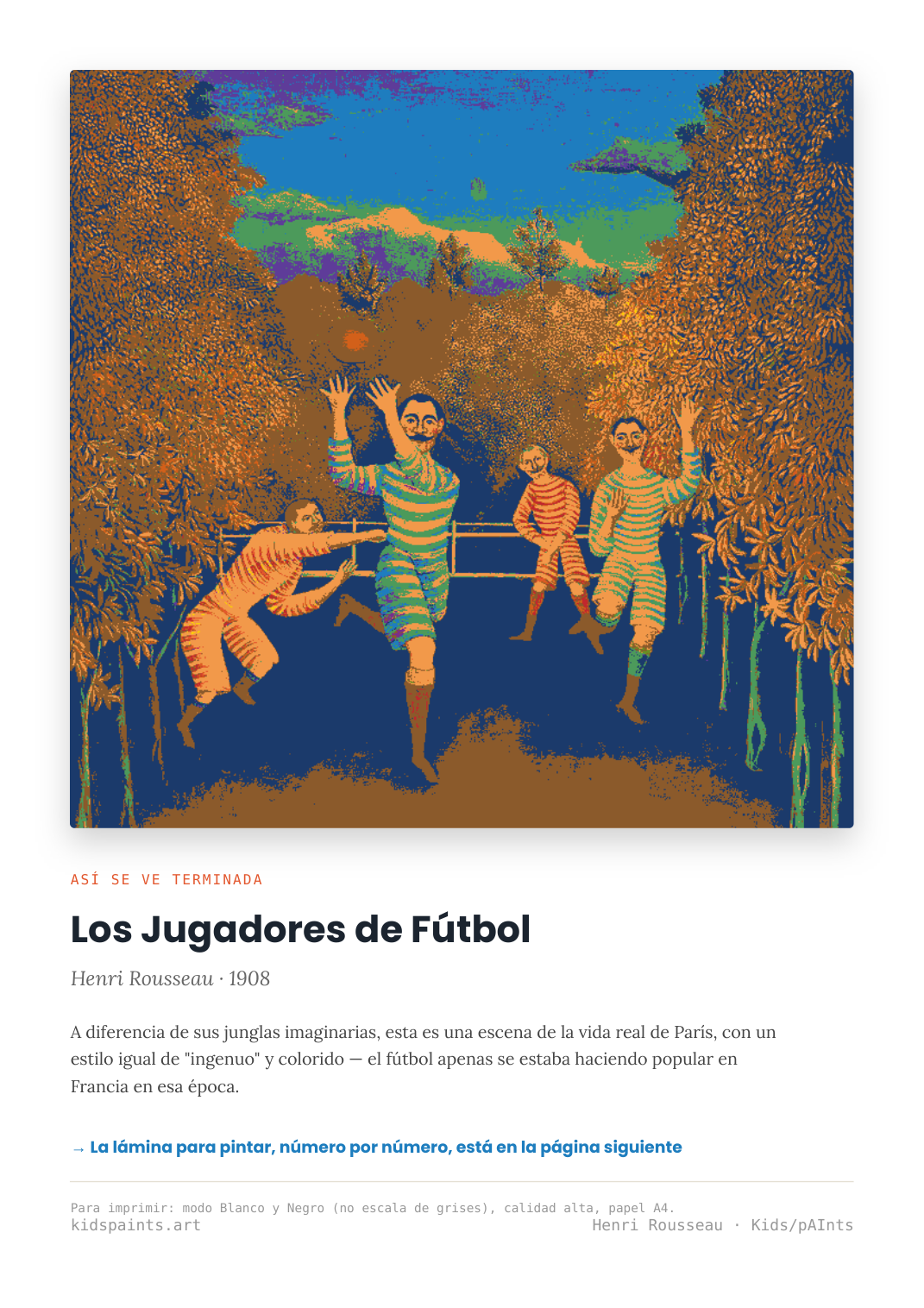 Lámina: Los Jugadores de Futbol — Henri Rousseau (7-10 años)