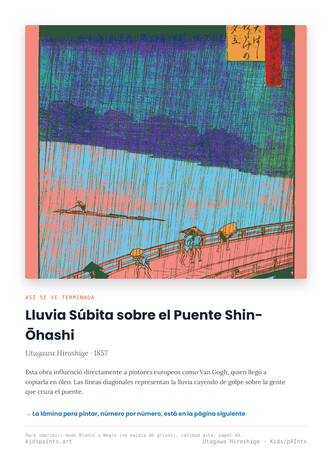 Lámina: Lluvia Súbita Shin Ohashi — Utagawa Hiroshige (11-14 años)