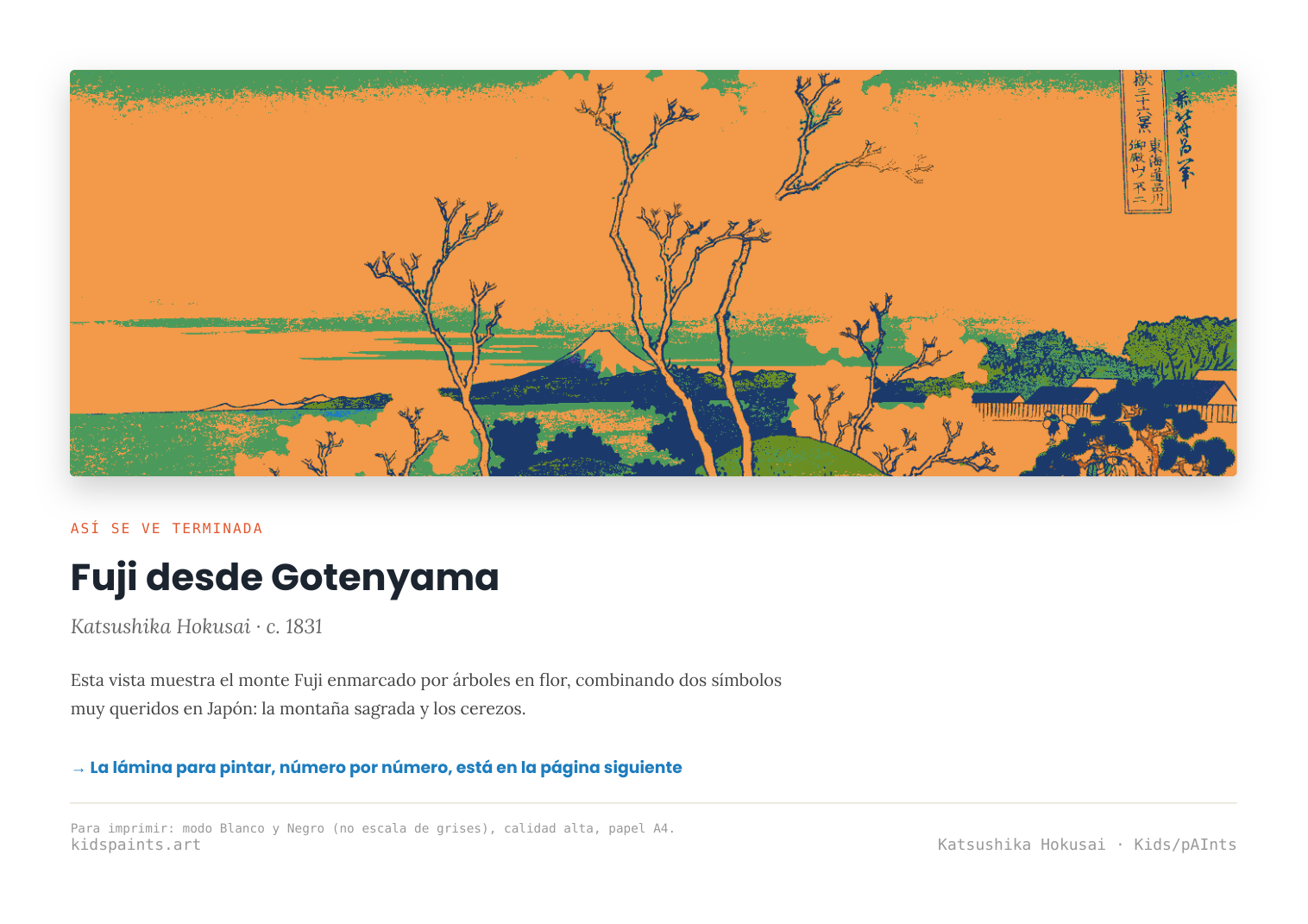 Lámina: Fuji Desde Gotenyama — Katsushika Hokusai (7-10 años)