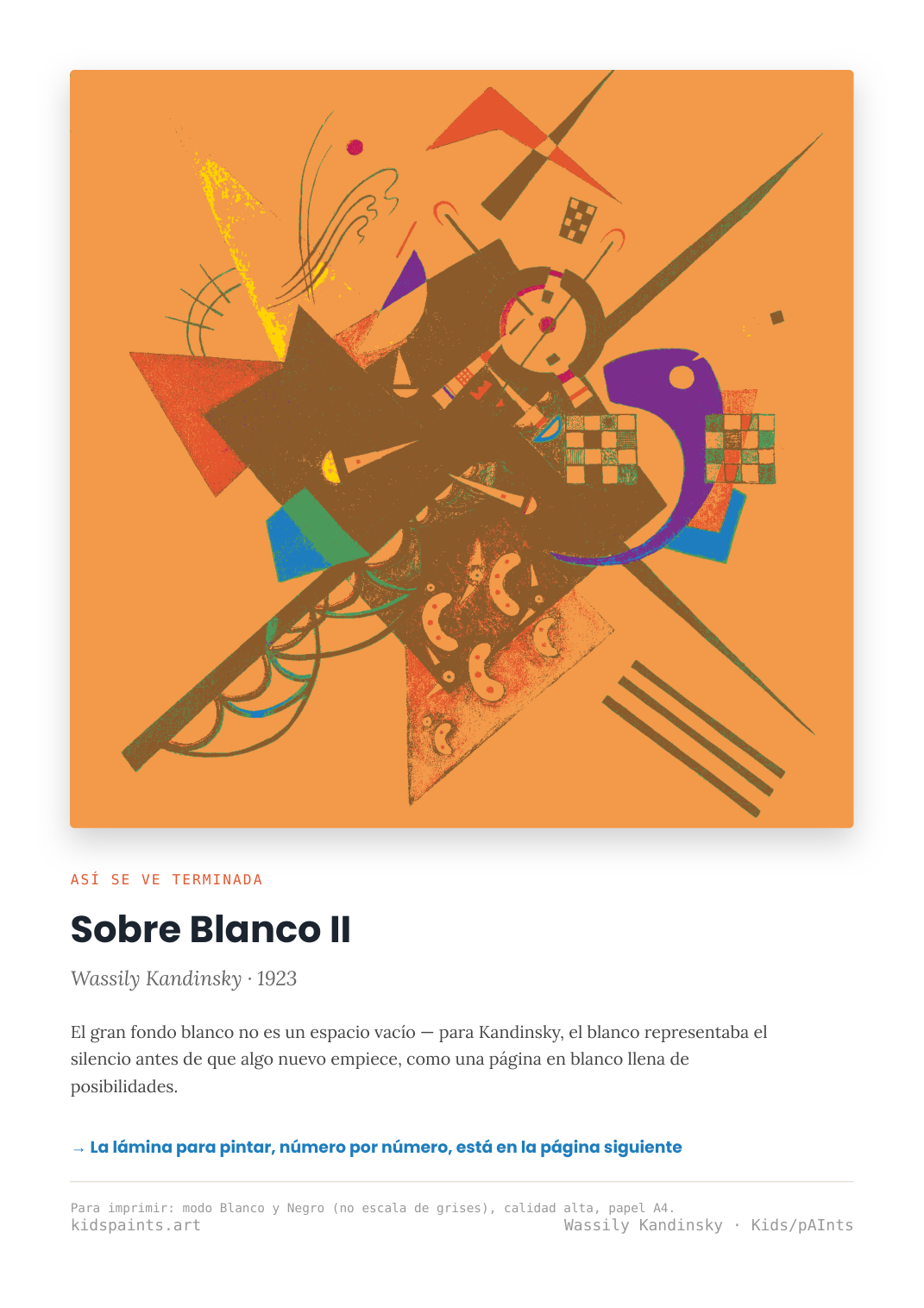 Lámina: Sobre Blanco Ii — Wassily Kandinsky (3-6 años)
