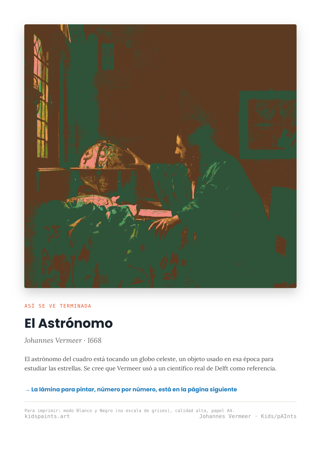 Lámina: El Astronomo — Johannes Vermeer (11-14 años)