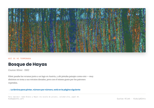 Lámina: Bosque de Hayas — Gustav Klimt (11-14 años)