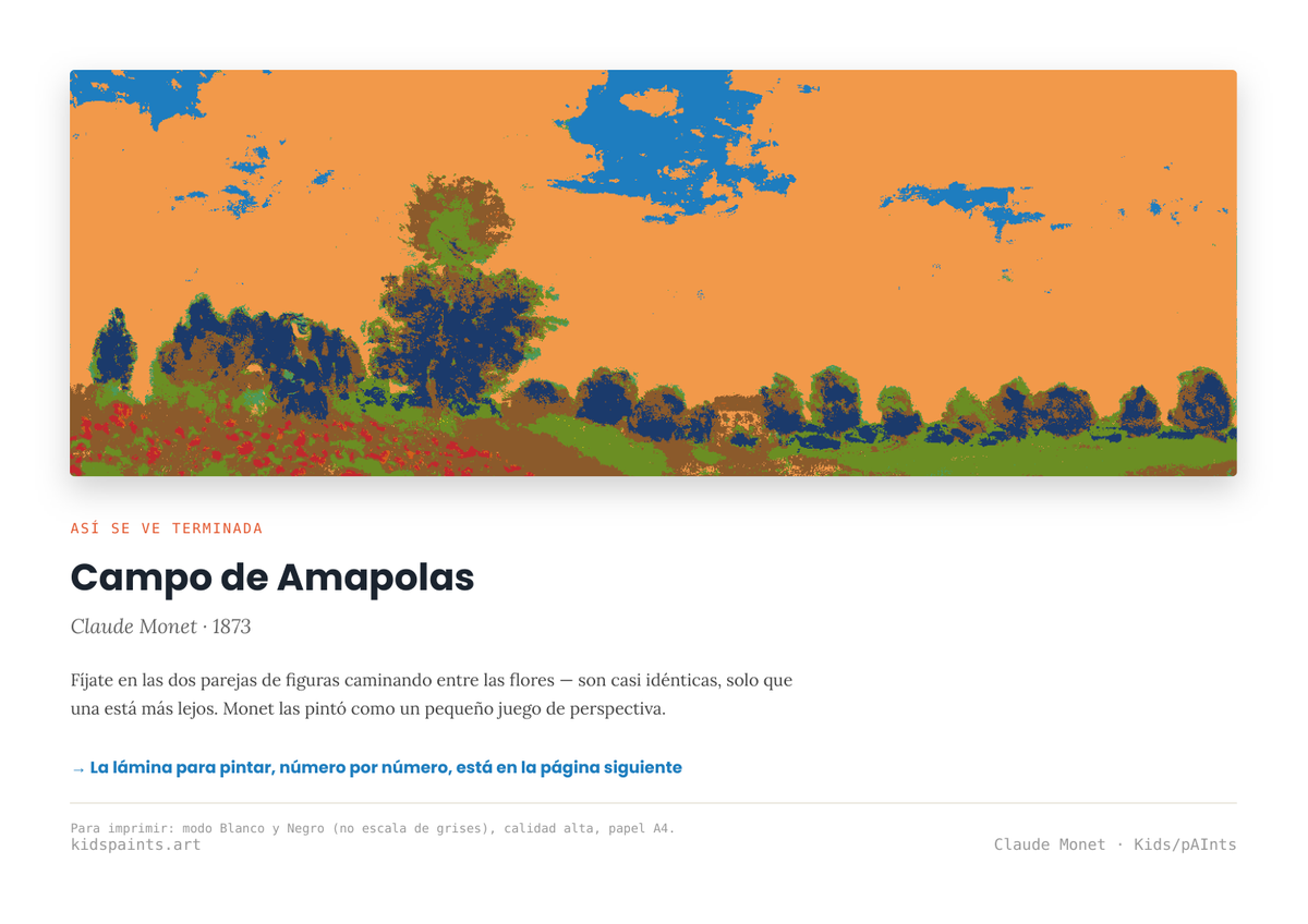 Lámina: Campo de Amapolas — Claude Monet (7-10 años)