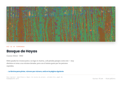 Lámina: Bosque de Hayas — Gustav Klimt (3-6 años)