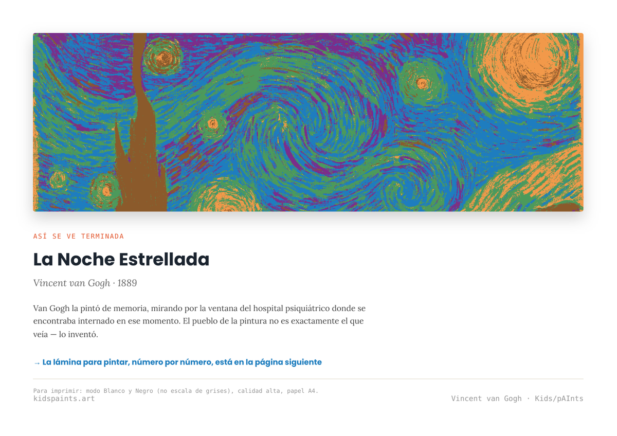 Lámina: La Noche Estrellada — Vincent van Gogh (3-6 años)