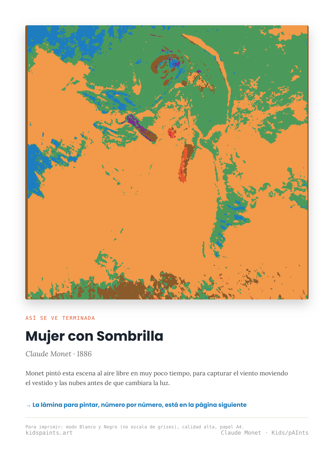 Lámina: Mujer con Sombrilla — Claude Monet (3-6 años)