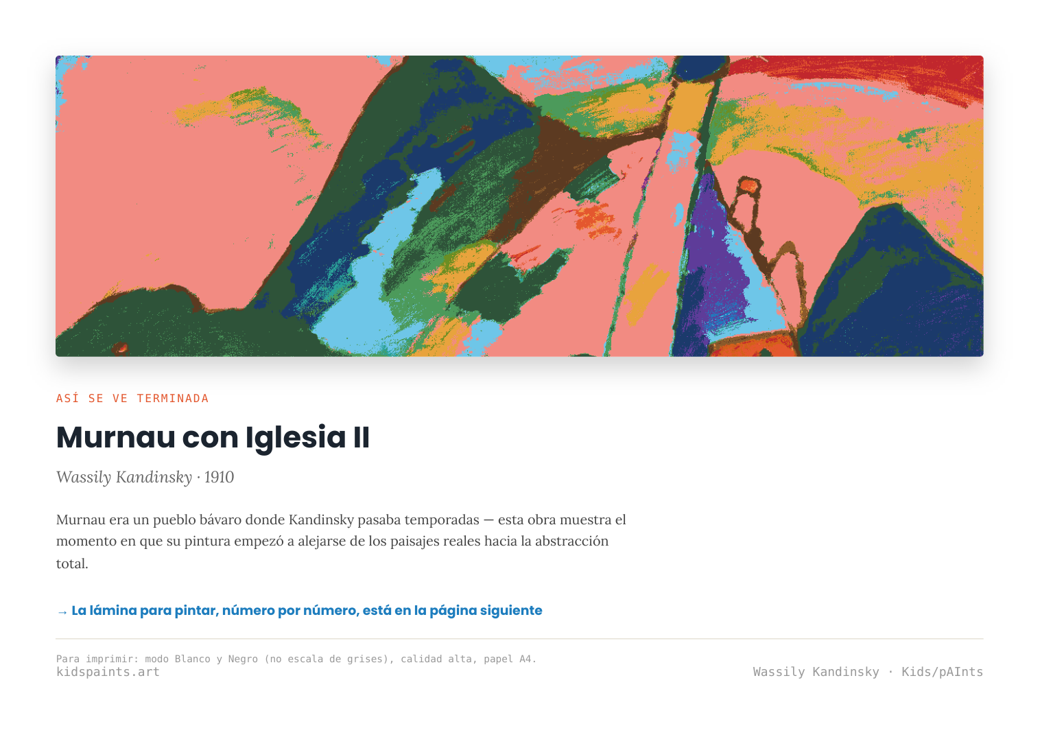 Lámina: Murnau con Iglesia — Wassily Kandinsky (11-14 años)