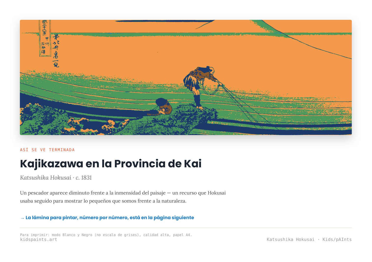 Lámina: Kajikazawa en Kai — Katsushika Hokusai (7-10 años)