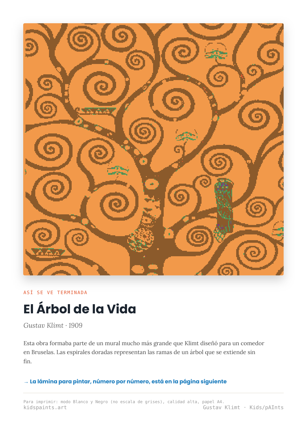 Lámina: El Arbol de la Vida — Gustav Klimt (3-6 años)
