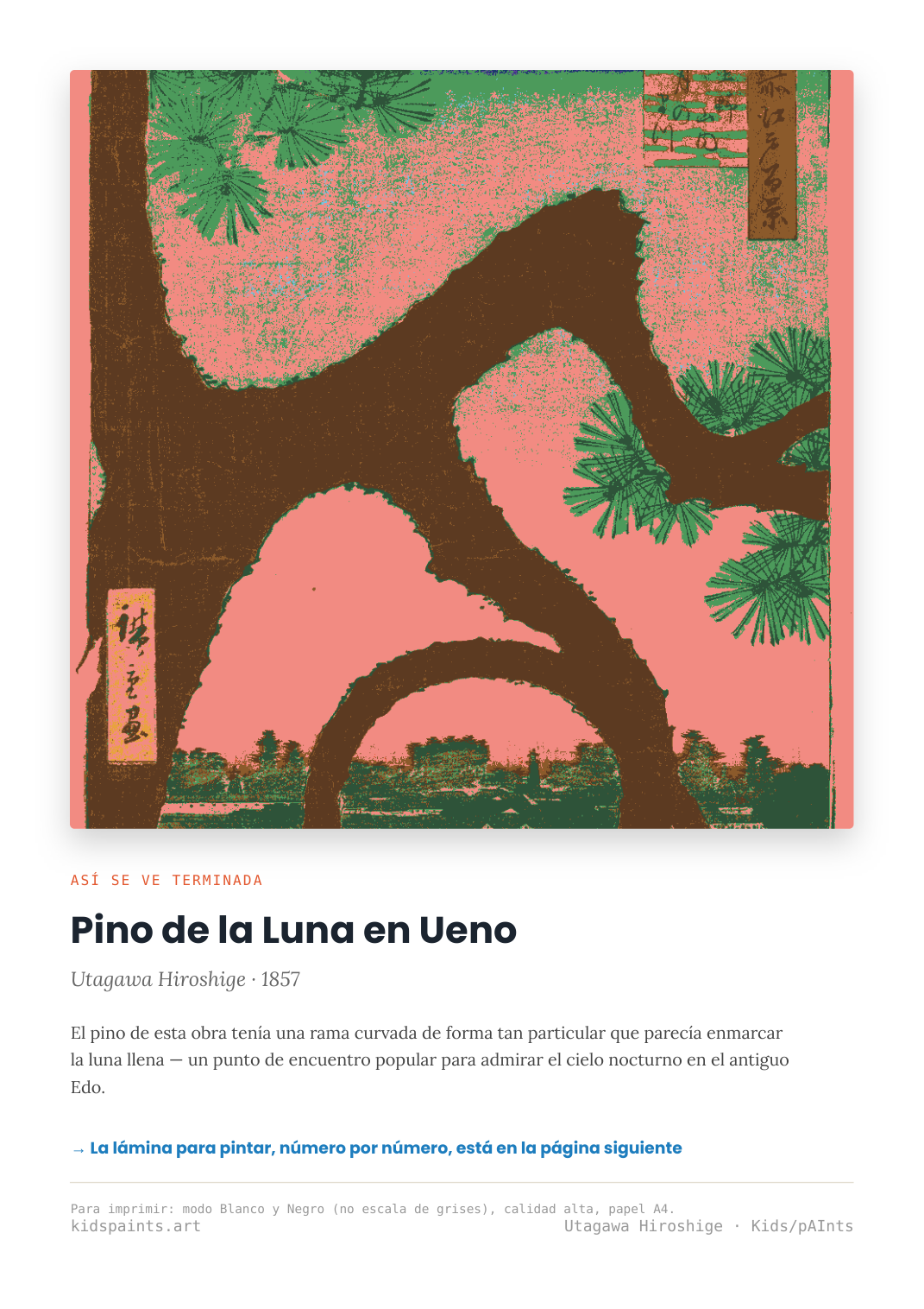 Lámina: Pino de la Luna Ueno — Utagawa Hiroshige (11-14 años)