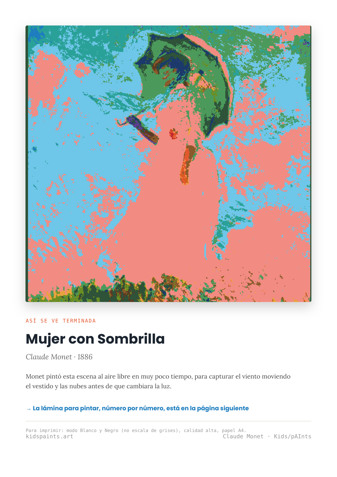 Lámina: Mujer con Sombrilla — Claude Monet (11-14 años)