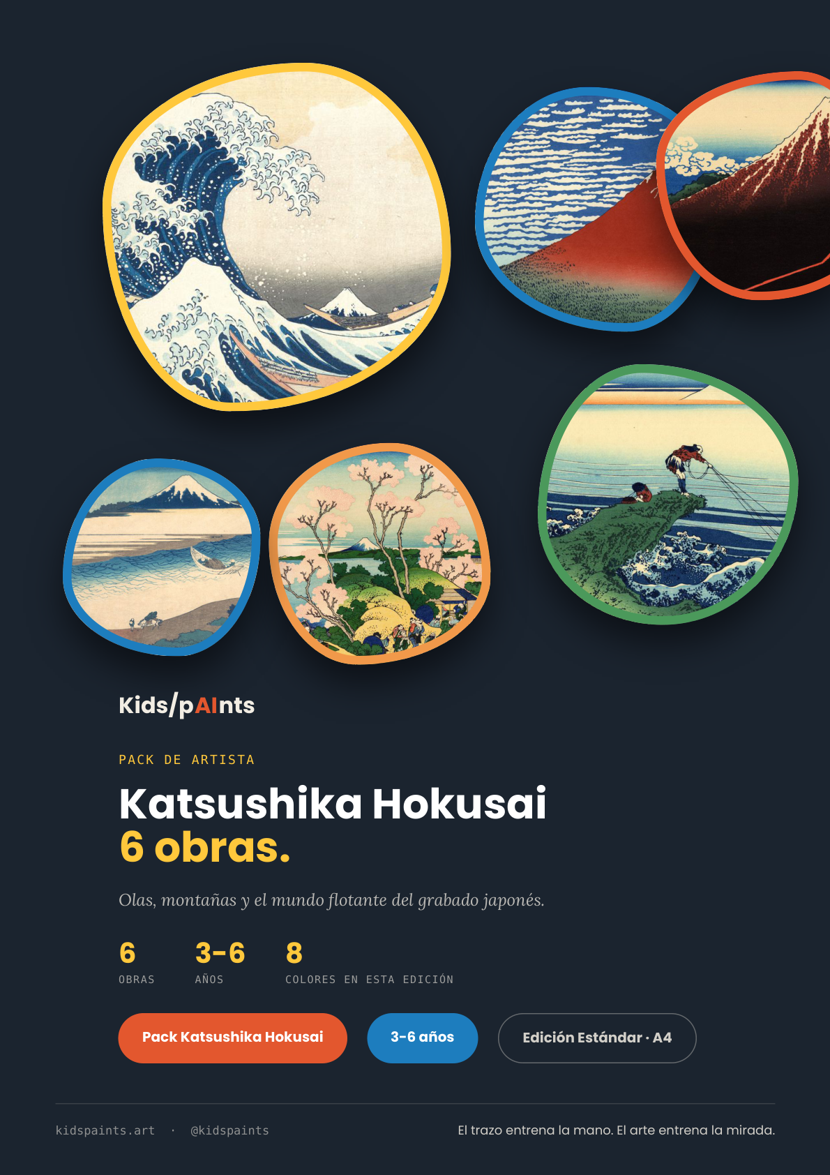 Pack Katsushika Hokusai — 6 obras (3-6 años)