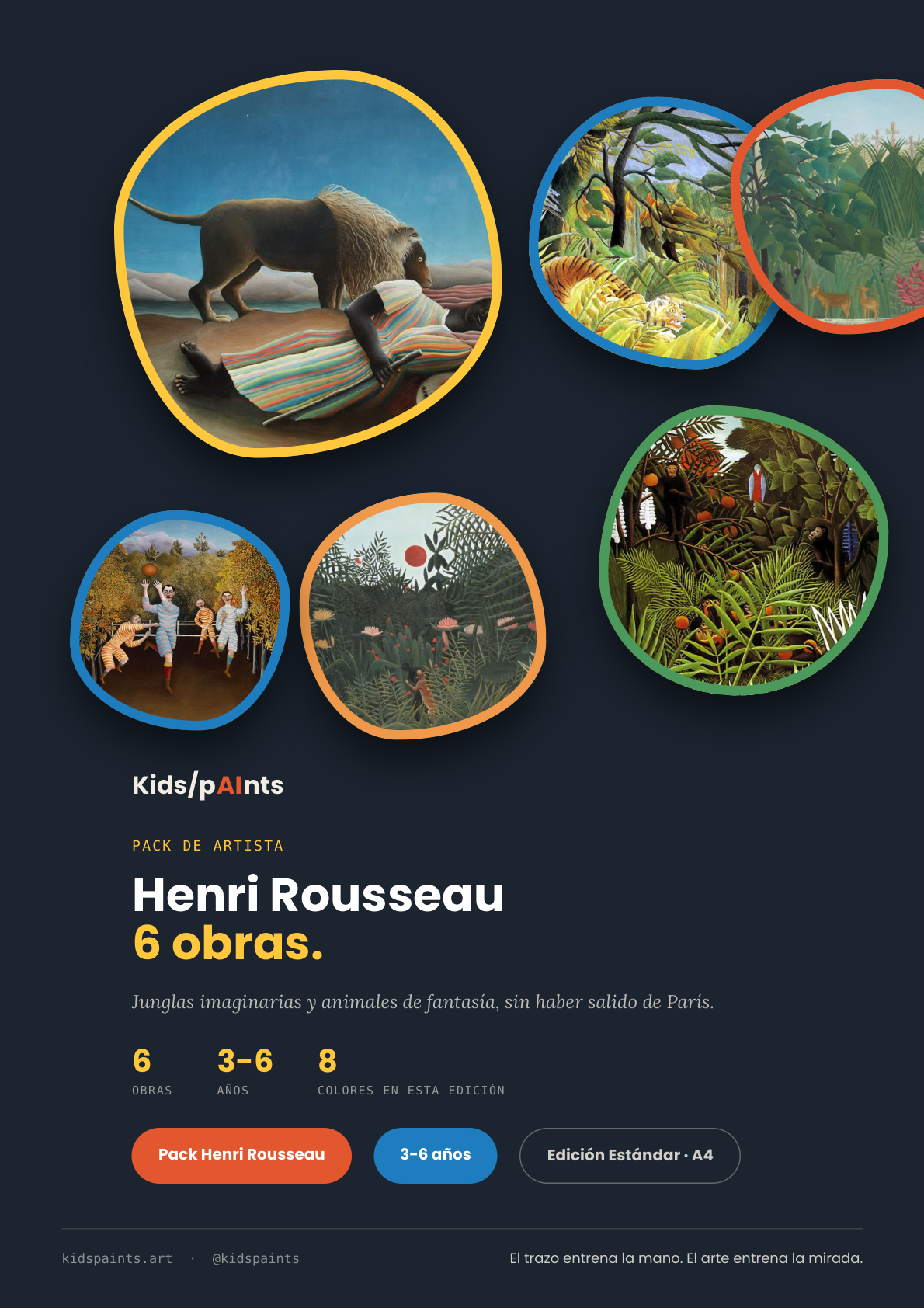 Pack Henri Rousseau — 6 obras (3-6 años)